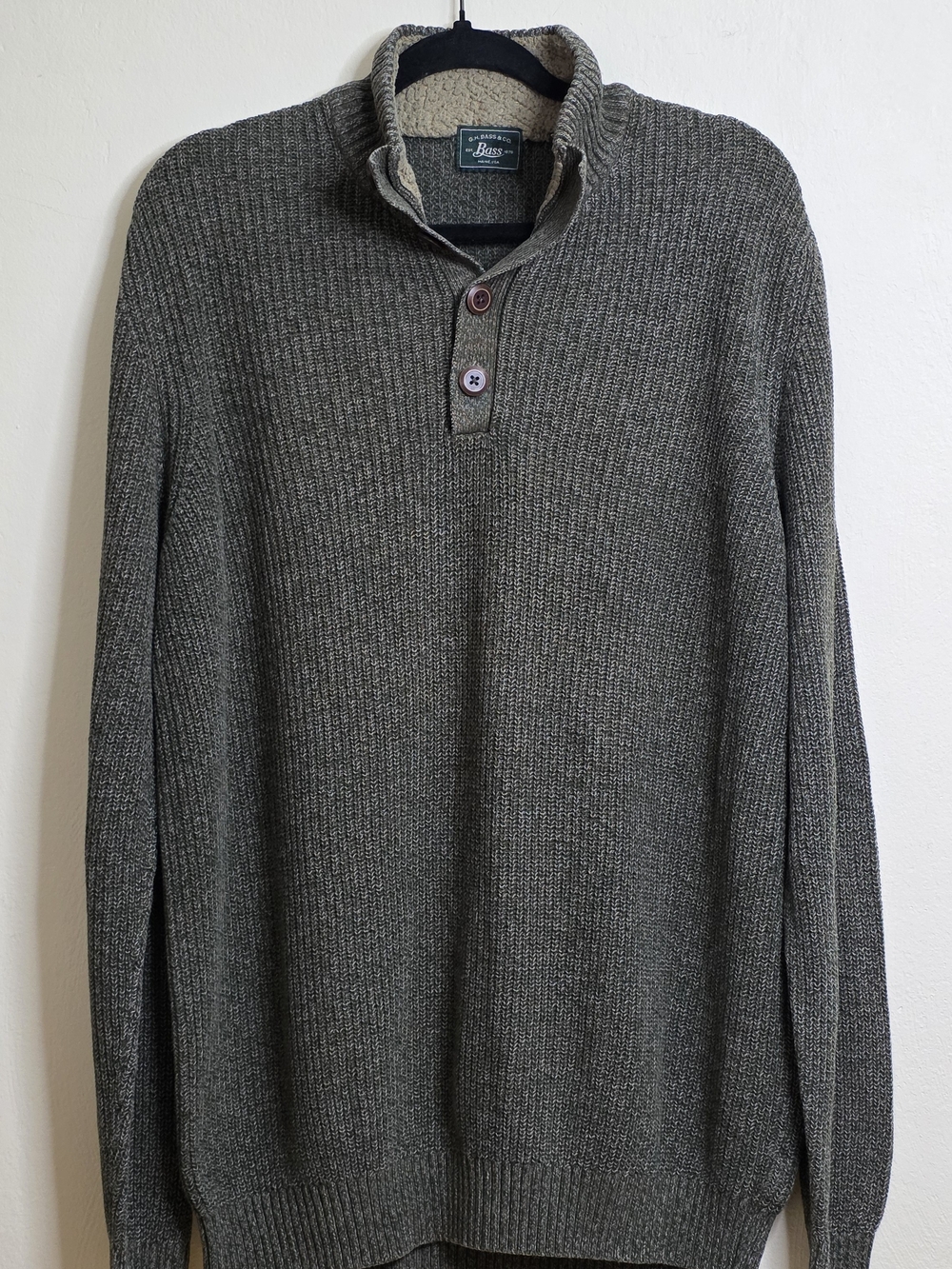 G.H. Bass & Co. Men’s Gray Knit Turtleneck Half-Placket Sweater